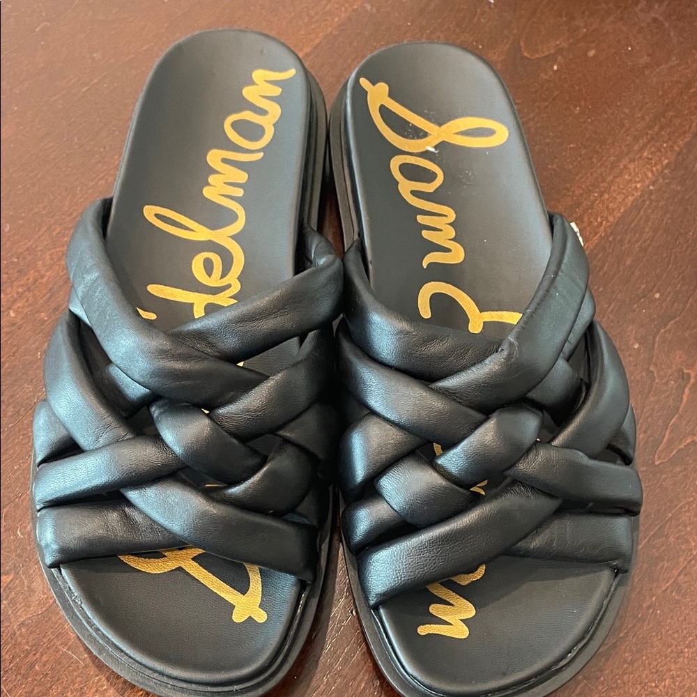 Sam Edelman Vaugn Black Strappy Braided Slide Sandals. Comfortable and Soft! EUC